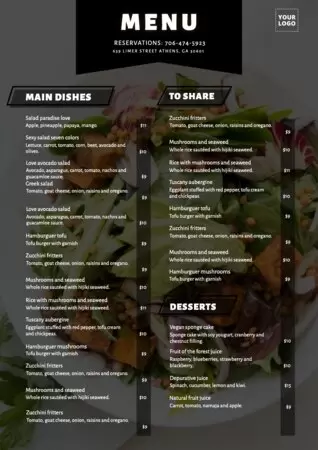 Edit my menu online