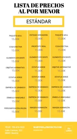 Descargar gratis una lista de precios