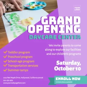 Bearbeite eine Flyer-Vorlage zum Thema Kinderbetreuung