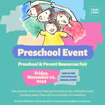 Bearbeite eine Flyer-Vorlage zum Thema Kinderbetreuung