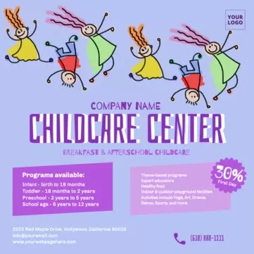 Bearbeite eine Flyer-Vorlage zum Thema Kinderbetreuung