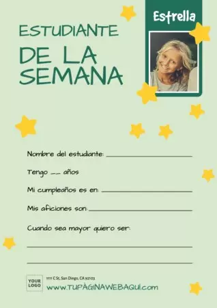 Edita un diseño del estudiante de la semana