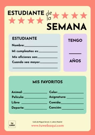 Edita un diseño del estudiante de la semana