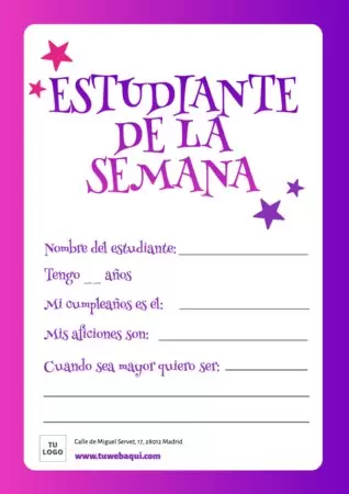 Edita un diseño del estudiante de la semana