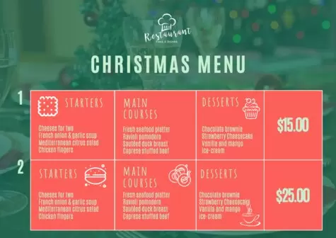 Modifier un modèle de menu de Noël