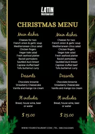 Modifier un modèle de menu de Noël