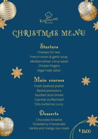 Modifier un modèle de menu de Noël