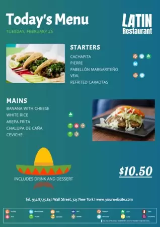Bearbeite eine mexikanische Speisekarte