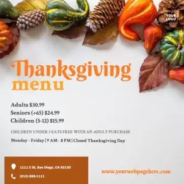 Bearbeite eine Thanksgiving-Speisekarte