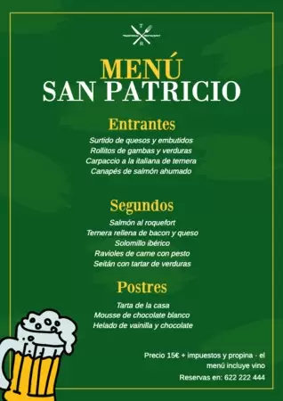 Editar menú San Patricio