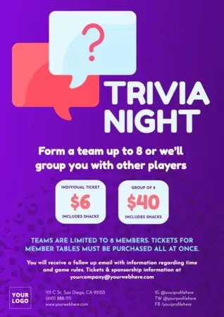 Edit a Trivia night flyer
