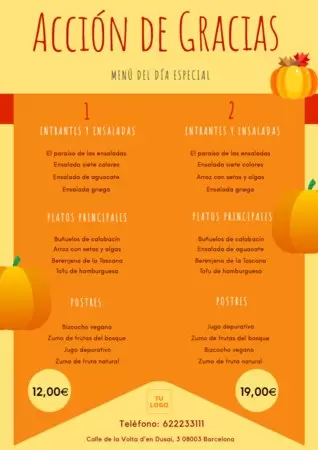 Edita un menú de Acción de Gracias