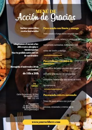 Edita un menú de Acción de Gracias