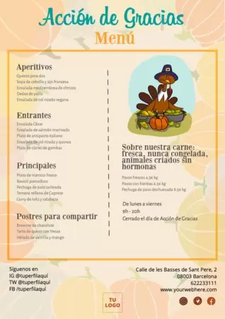 Edita un menú de Acción de Gracias