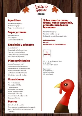 Edita un menú de Acción de Gracias