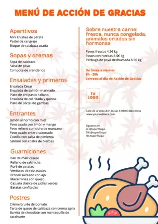 Edita un menú de Acción de Gracias