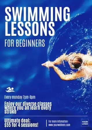 Edytuj ulotkę z lekcjami pływania
