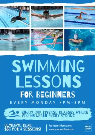 Edytuj ulotkę z lekcjami pływania