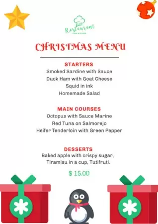 Edit a Christmas Menu template