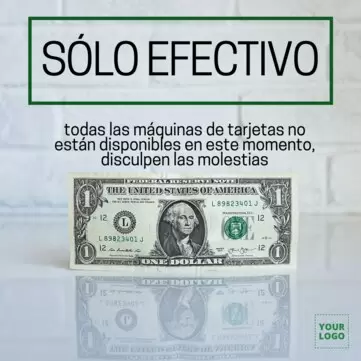 Editar un cartel de Solo Efectivo