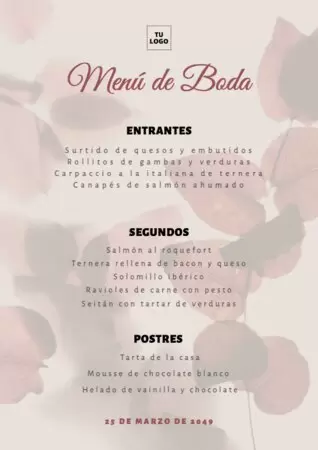 Edita una plantilla menu boda