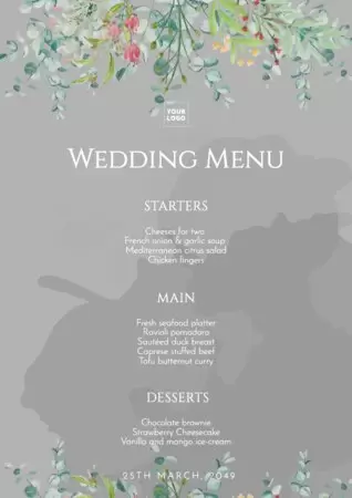 Edita un modello di menu di nozze