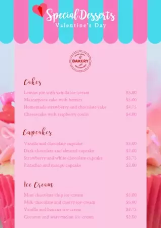Edit a dessert menu template