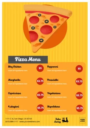 Modifier un menu pizza