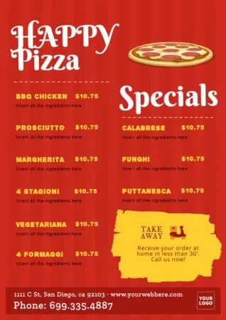Edit a pizza menu template