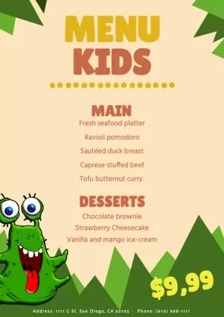 Editar um menu infantil