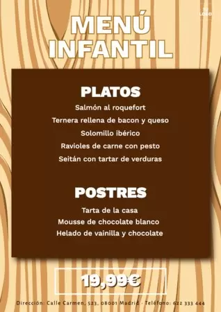 Edita un menú infantil