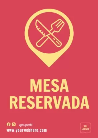 Edita un diseño de mesa reservada