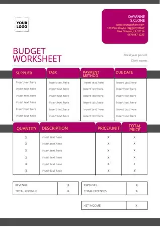 Edit a budget template