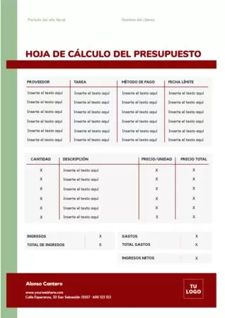 Edita un diseño de presupuesto