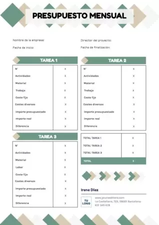 Edita un diseño de presupuesto