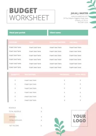 Edit a budget template