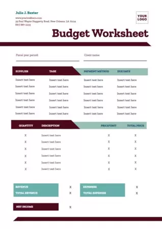 Edit a budget template