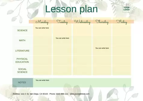 Edit a lesson plan template