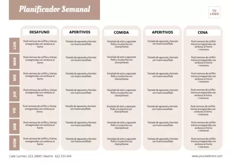 Crea un planificador de comidas semanal