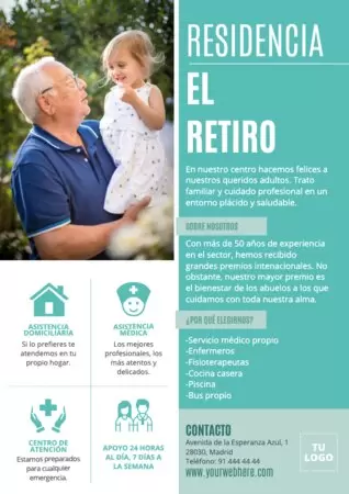 Edita un flyer para cuidados de ancianos