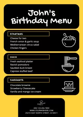 Modifier un modèle de menu d'anniversaire