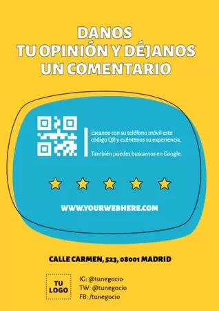 Crea un diseño para pedir reseñas