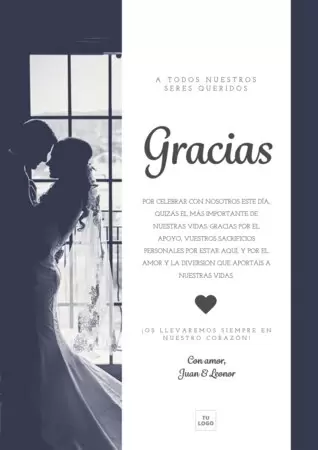 Edita una tarjeta agradecimiento boda