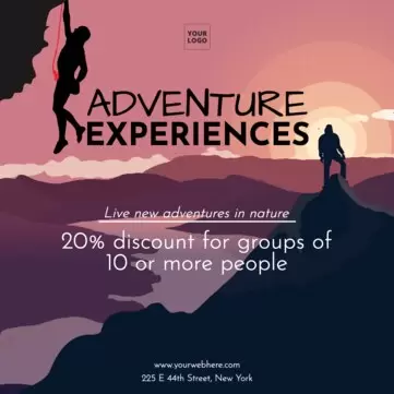 Edite templates de experiências de aventura