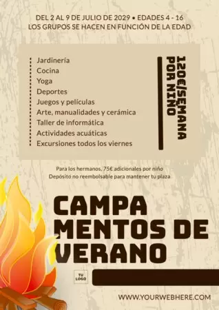 Edita una plantilla de campamento de verano