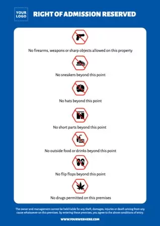 Edit a Right of Admission template