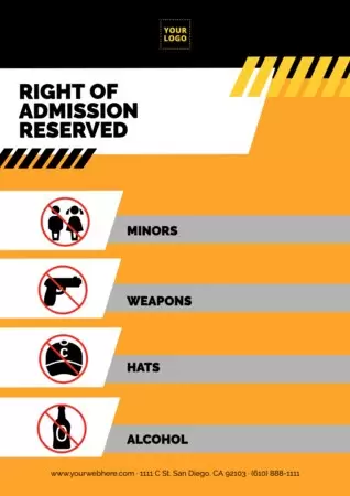 Edit a Right of Admission template