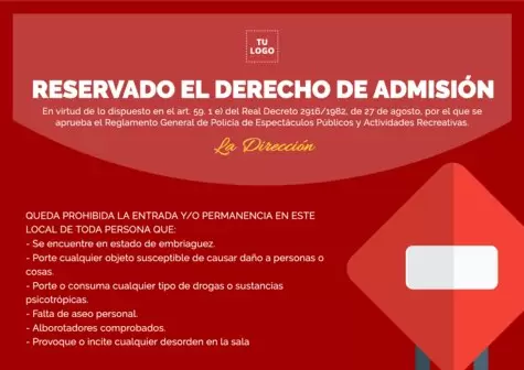 Editar un cartel de Derecho de Admisión