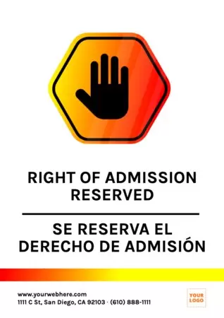Edit a Right of Admission template