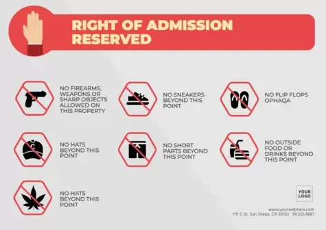 Edit a Right of Admission template
